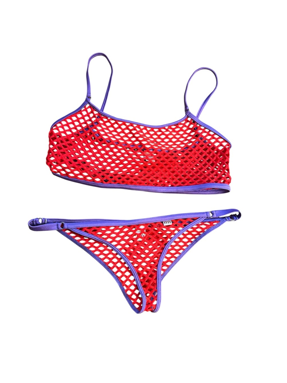 Wicked Weasel Mesh Bikini Set Top Bottoms Swim Purple Red Size L G21